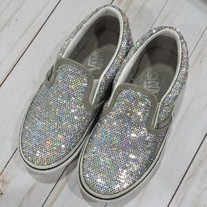 Vans Kids Glitter Slip-On Sneakers - Silver